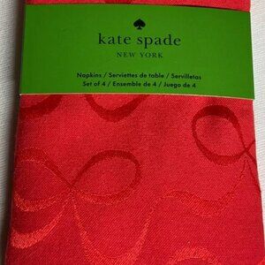 NWT - Kate Spade All Wrapped Up Bows Red Christmas Napkins Set/4